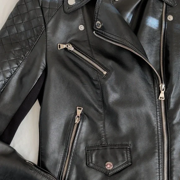 Express Quilted Moto Faux Leather Jacket - Picture 2 of 16